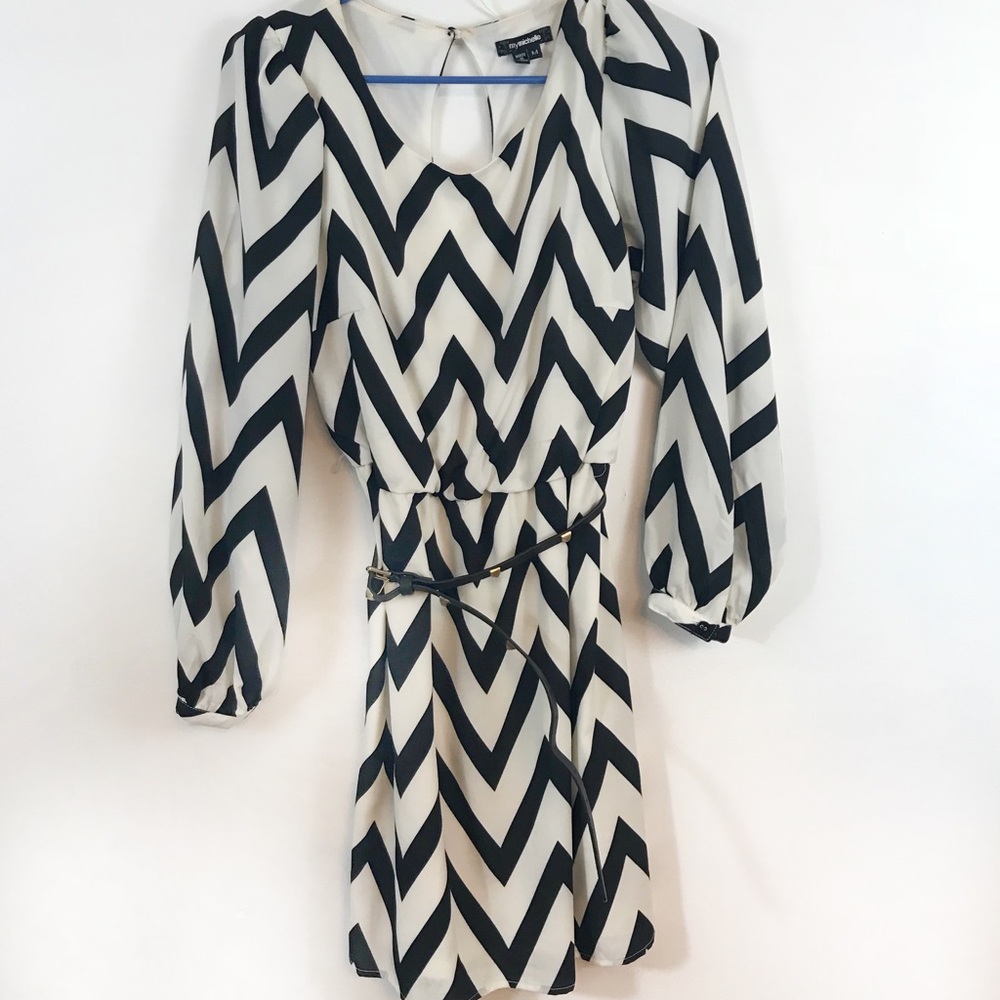 My Michelle black and white striped dress